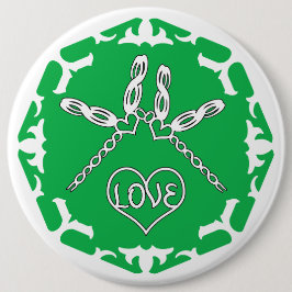 Chapa Redonda De 15 Cm Corazón Verde Chakra "Amor" Libélulas Fondo Blanco