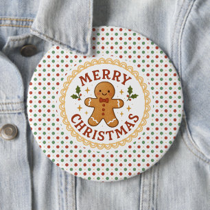 Chapa Redonda De 15 Cm Corona de Navidad con hombre de jengibre