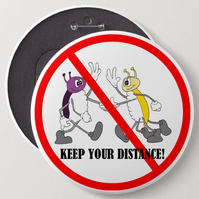 Chapa Redonda De 15 Cm Coronavirus Covid-19 a distancia social (Anverso y reverso)