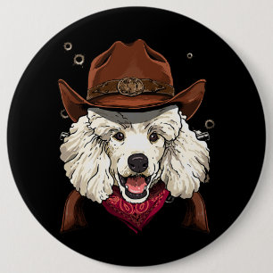 Chapa Redonda De 15 Cm Cowboy Poodle Western Rodeo Cowboy Gorra y Bandana