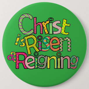 Chapa Redonda De 15 Cm Cristo es Risen Eng I 6x6 con Easel Back