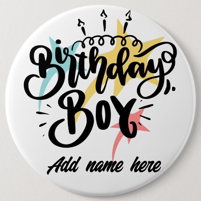 Chapa Redonda De 15 Cm Cumpleaños Boy 6" colosal ronda (Anverso)