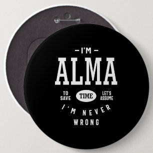 Chapa Redonda De 15 Cm Cumpleaños del nombre personalizado de Alma