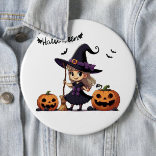 Chapa Redonda De 15 Cm Cura, bruja anime Halloween