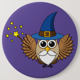Chapa Redonda De 15 Cm Cute a Merlin el Personalizado Lechuza Mago