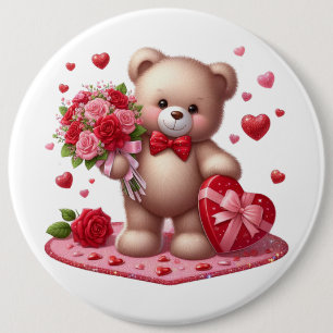 Chapa Redonda De 15 Cm Cute El día de San Valentín Teddy Bear
