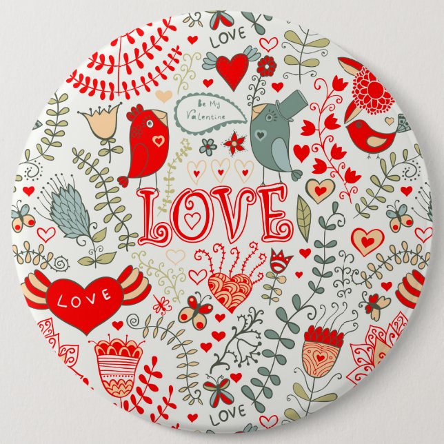Chapa Redonda De 15 Cm Cute Floral Valentines Design (Anverso)
