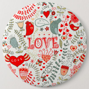 Chapa Redonda De 15 Cm Cute Floral Valentines Design