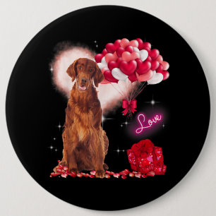 Chapa Redonda De 15 Cm Cute Irish Setter Balloon Heart Valentines Day Val