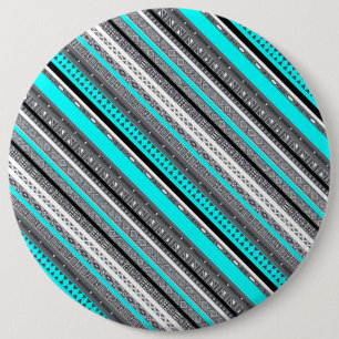 Chapa Redonda De 15 Cm Cute patrones aztecas grises y aqua