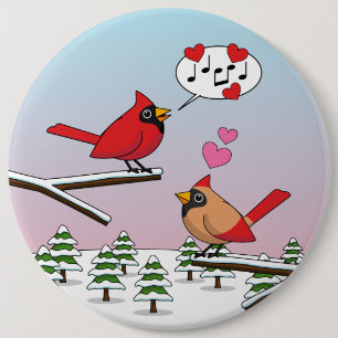 Chapa Redonda De 15 Cm Cute Red Northern Cardinals aman el paisaje invern