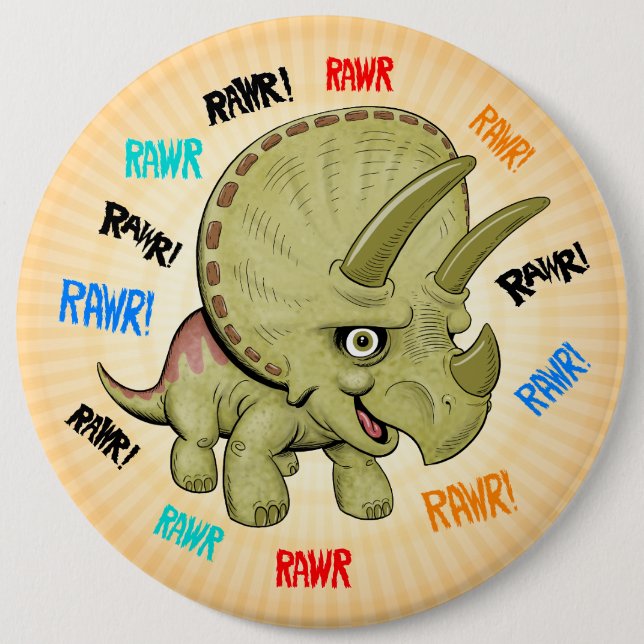 Chapa Redonda De 15 Cm Cute Triceratops (Anverso)