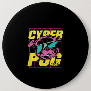 Chapa Redonda De 15 Cm Cyber Pug 2021 Funny Dog Pug Design