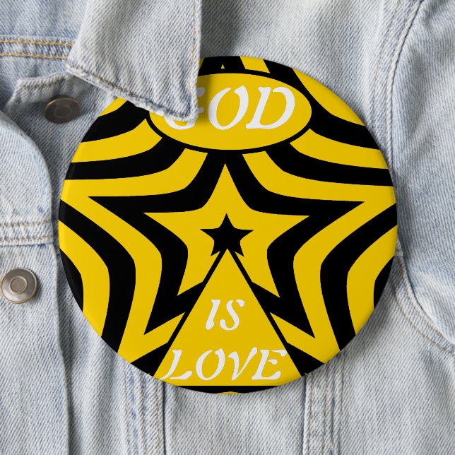 Chapa Redonda De 15 Cm Cyber Yellow & Black Star "God Is Love"  Bold Star (In situ)