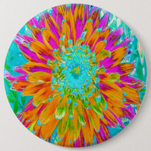 Chapa Redonda De 15 Cm Dahlia Decorativa de Naranja Tropical y Rosa Calie