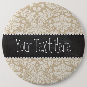 Chapa Redonda De 15 Cm Damasco de color caqui; Mirada de la pizarra del