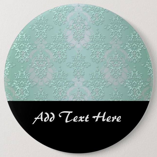 Chapa Redonda De 15 Cm Damasco Verde Azul Turquesa Pastel (Anverso)