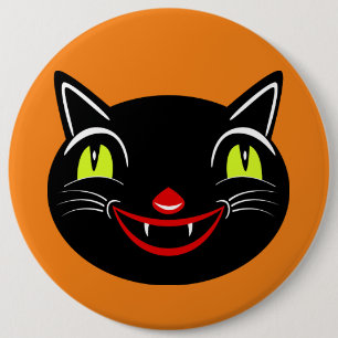 Chapa Redonda De 15 Cm Decoración de Halloween vintage Gato negro I