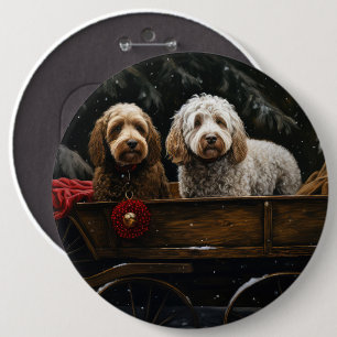 Chapa Redonda De 15 Cm Decoración de Navidades de Cockapoo Snowy Sleigh