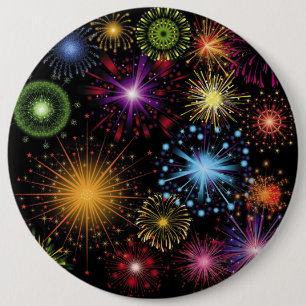 Chapa Redonda De 15 Cm Decoración dinámica de destello de fuegos artifici