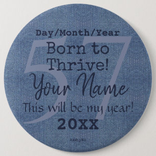 Chapa Redonda De 15 Cm Denim Look Personalizable Button HAMbyWG