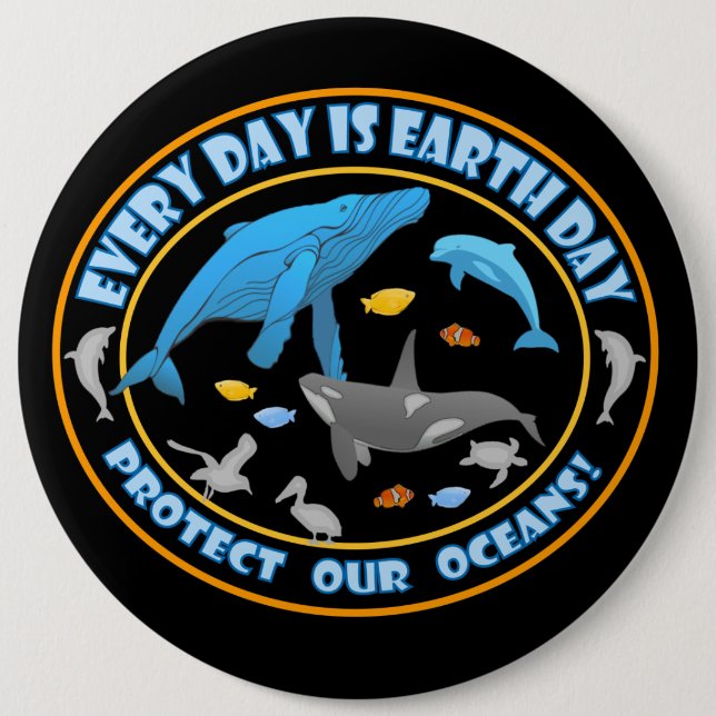 Chapa Redonda De 15 Cm Detener la caza de ballenas (Anverso)