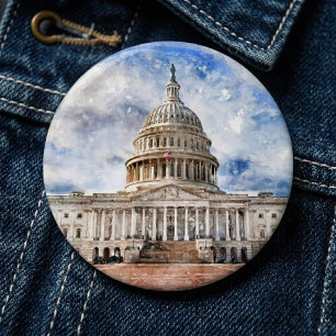 Chapa Redonda De 15 Cm Dibujo al pastel del Capitolio de los Estados Unid