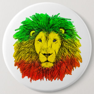 Chapa Redonda De 15 Cm Dibujo de cabeza de león Rasta rojo amarillo verde