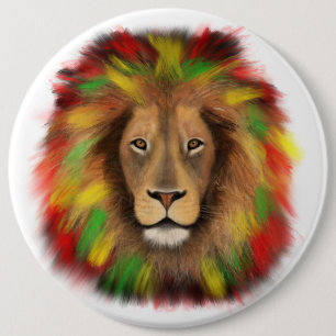 Chapa Redonda De 15 Cm Dibujo de cabeza de león Rasta rojo amarillo verde