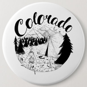 Chapa Redonda De 15 Cm Dibujo de tinta de camping de montaña de Colorado