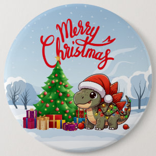 Chapa Redonda De 15 Cm Dino de Navidades pequeños y extravagantes