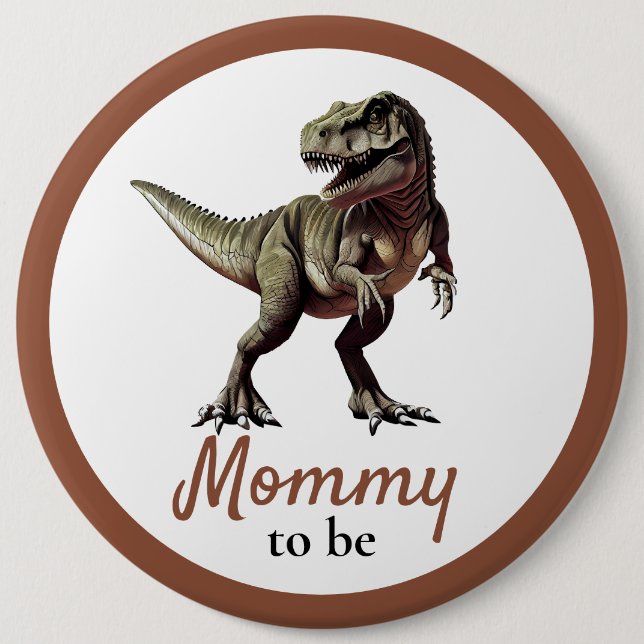 Chapa Redonda De 15 Cm Dinosaur Mommy Baby Shower (Anverso)