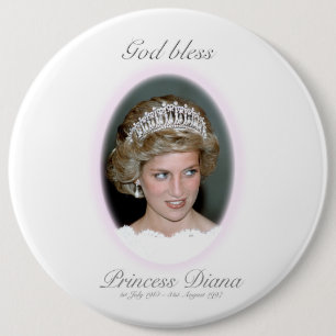 Chapa Redonda De 15 Cm Dios bendiga a la princesa Diana - Recuerdo