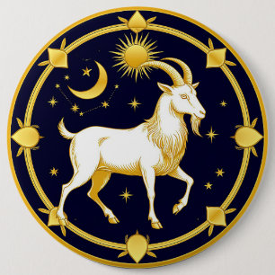 Chapa Redonda De 15 Cm Diseño dorado del zodiaco Capricornio