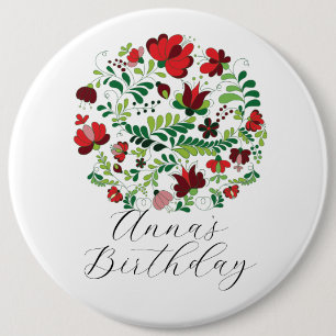 Chapa Redonda De 15 Cm Diseño floral personalizado del nombre del bebé