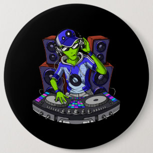 Chapa Redonda De 15 Cm DJ Alien Music