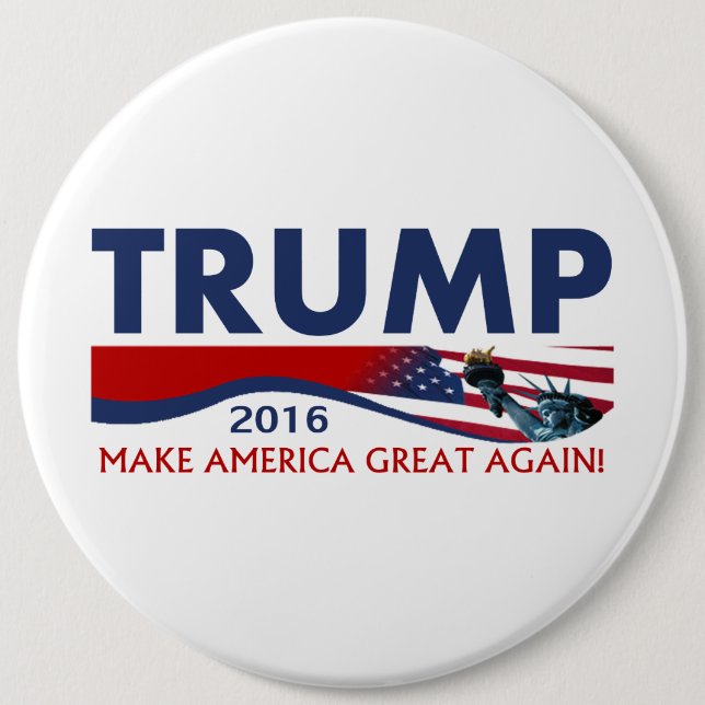 Chapa Redonda De 15 Cm Donald Trump 2016 (Anverso)