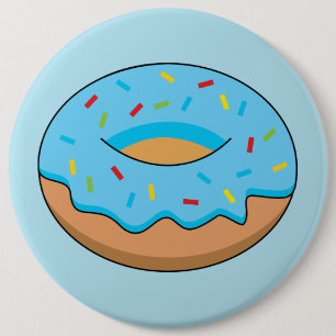 Chapa Redonda De 15 Cm Donut de escarcha azul con Personalizado Sprinkles