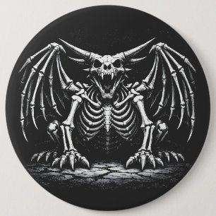 Chapa Redonda De 15 Cm Dragón Esqueleto por BurnsInHell