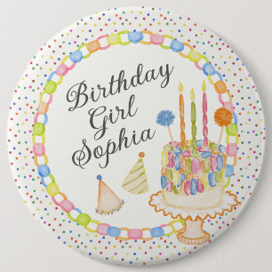 Chapa Redonda De 15 Cm Dulce de Cumpleaños con Confeti