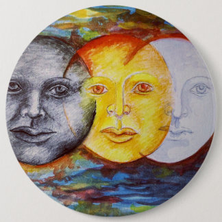 Chapa Redonda De 15 Cm Eclipse de luna de sol de arte original