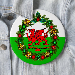 Chapa Redonda De 15 Cm Editar Navidades del Dragón rojo de la bandera gal