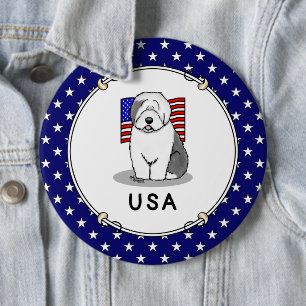 Chapa Redonda De 15 Cm EEUU Bandera Americana Vieja Oveja Inglesa (Gris 1