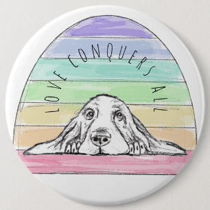 Chapa Redonda De 15 Cm el amor conquista a todo el perro rainbow basset