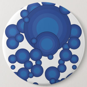 Chapa Redonda De 15 Cm El círculo de estilo de los años 70 del Azul