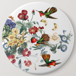 Chapa Redonda De 15 Cm El jardín de la mariposa del pájaro del colibrí