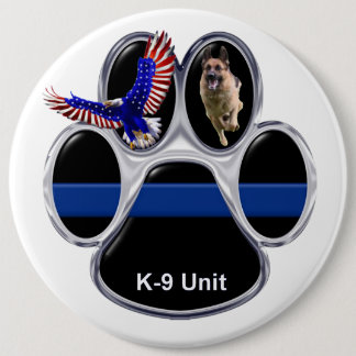 Chapa Redonda De 15 Cm El pastor alemán Blue Line fino abotona