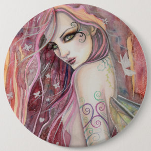 Chapa Redonda De 15 Cm El tímido coqueto arte de fantasía de hadas modern