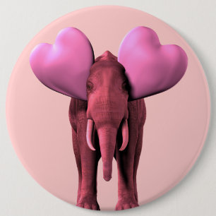Chapa Redonda De 15 Cm Elefante rosa romántico
