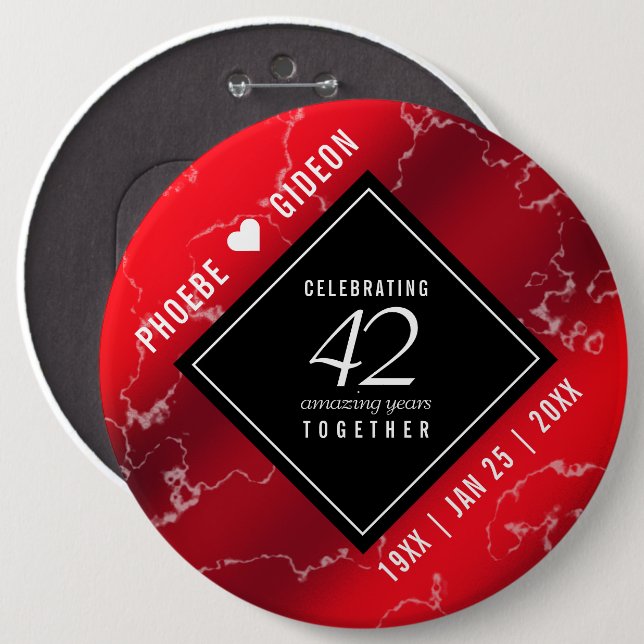 Chapa Redonda De 15 Cm Elegante 42° Aniversario del Boda Jasper (Anverso y reverso)
